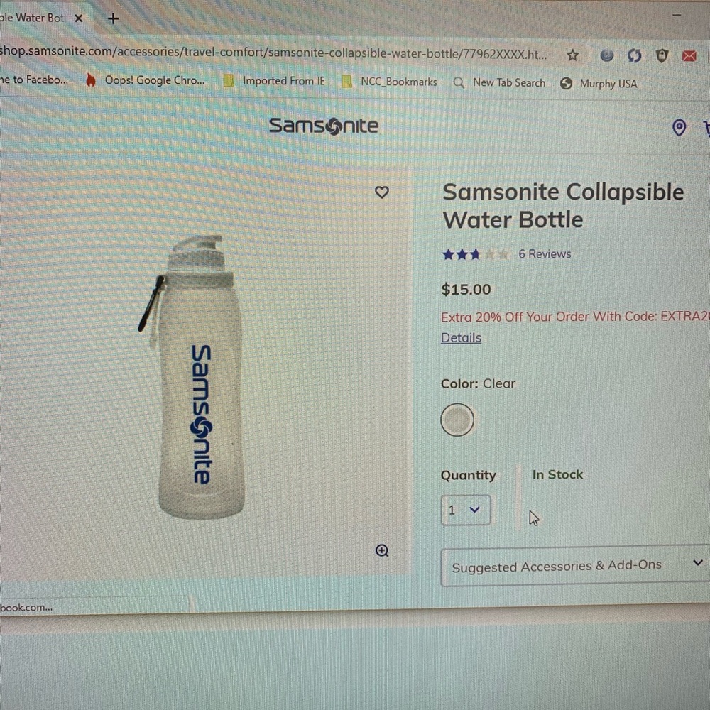 Samsonyte water bottle